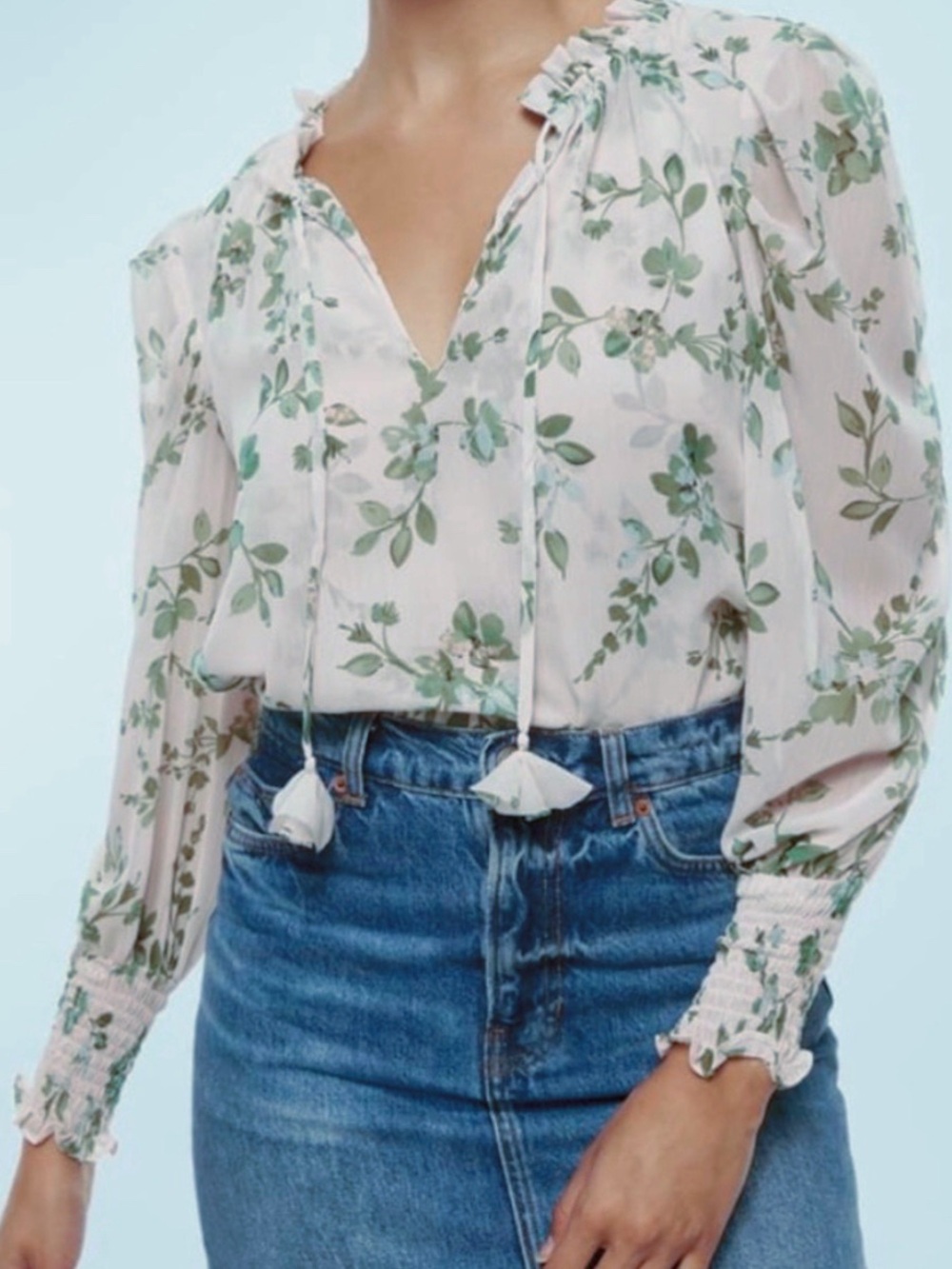 Misa Siena Ruffle Tassel Blouse